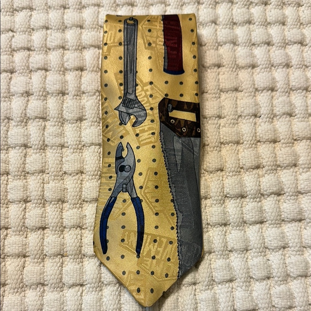 Vintage Home Improvement “Tim’s Garage Workshop” Pegboard With Tools Necktie